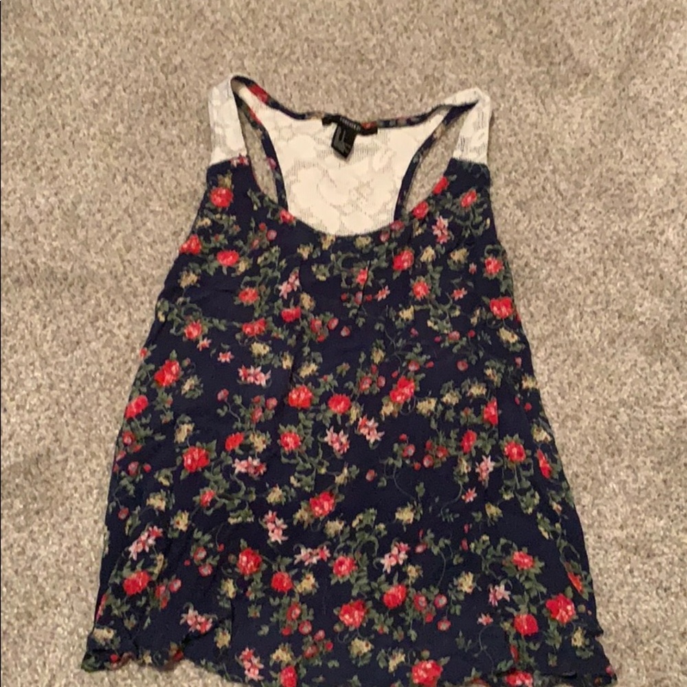 Forever 21 floral open back lace tank